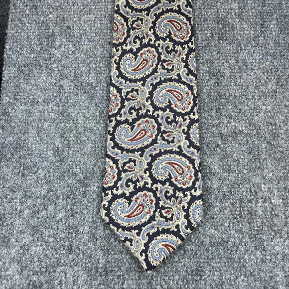 Brooks Brothers Tie 3.5"X58" Blue Paisley Allover All Silk Hand Made In USA - Picture 1 of 6